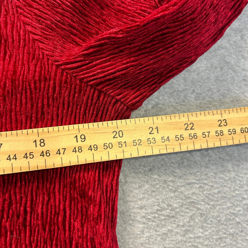 Cable & Gauge Crinkle Knit Top Womens Medium Red Hi Low Long Sleeve Stretch Fit - Picture 6 of 7